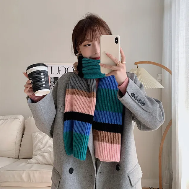 Women's Fashion Collision Color Stitching Scarf Autumn Winter - Shop at LoveMi