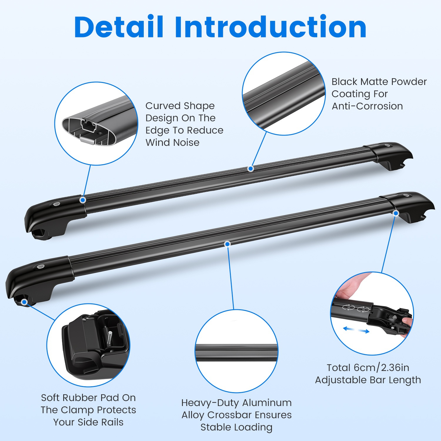 Roof Rack Cross Bars Fit For Ford Bronco Sport 2021-2026 On-Road Off-Road Aluminum Lockable Car Roof Crossbar Set For Factory Raised Side Rails 396LBS Capacity For Luggage Kayak Bike — foto 6