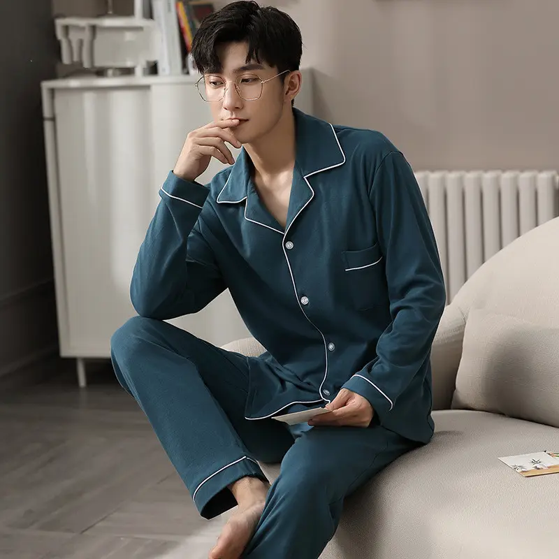 Spring and Autumn Summer Men's Cotton Homewear Suit