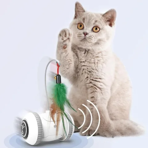 Interactive Cat Toy with Interchangeable Heads Pet Feather Toys