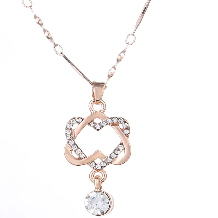 Double Heart Twine Heart-to-heart Pendant Clavicle Chain