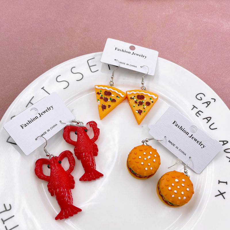 Title 2, Hamburger Pizza Crayfish Personalized Cute Earr...