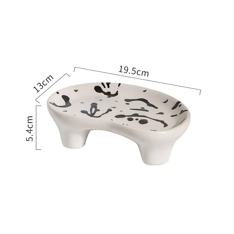 Hand Painted Speckled Zebra Leopard Cloud Irregular Shaped Ceramic Storage Tray