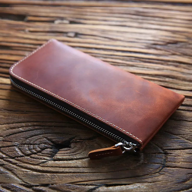 Men's Short Genuine Leather Wallet Crazy Horse Skin Mini
