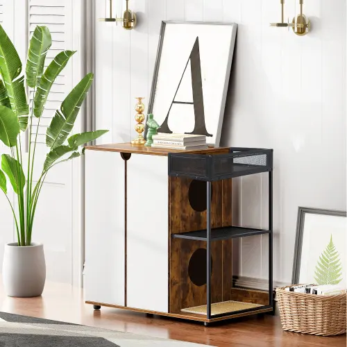 Litter Box Enclosure For 2 Cats.Cat Furniture