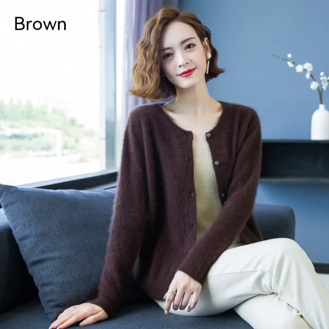 Women's Mink Skin Cardigan Sweater Coat Brown - Shop at LoveMi