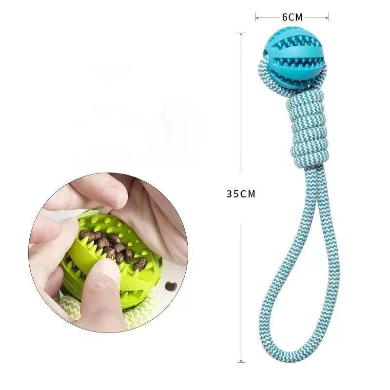 Dog Toys Treat Balls Interactive Hemp Rope Rubber Leaking Balls For Small Dogs Chewing Bite Resistant Toys Pet Tooth Cleaning Bite Resistant Toy Ball For Pet Dogs Puppy – image 7