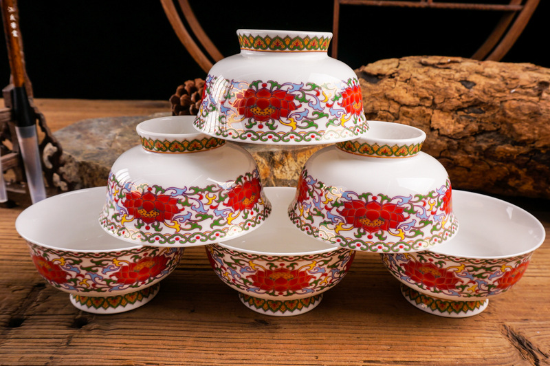 Ceramic Eight Treasure  Buddhist Rice Bowl