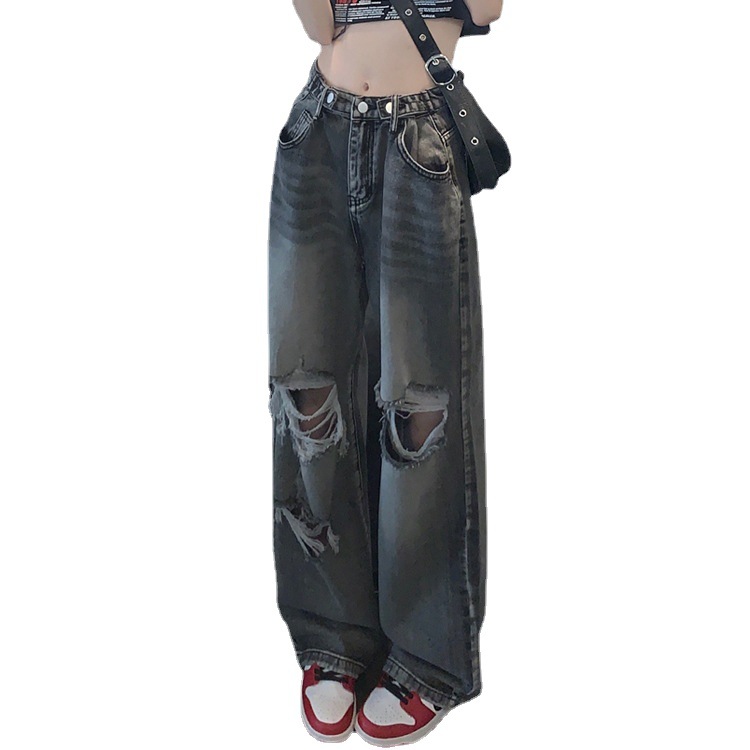 Title 3, Damen Retro Jeans mit hoher Taille und Rissen, ...