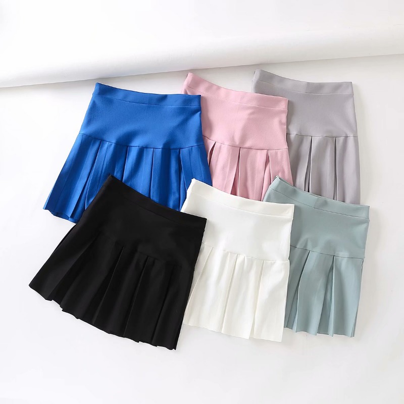 High Waist Elastic Pleated Knit Skirt