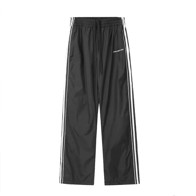Men's Black And White Vertical Stripe Sports Pants Black - Shop at LoveMi