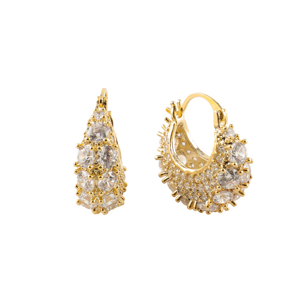 Women's Fashion Inlaid Diamond Three-dimensional Bag Earrings