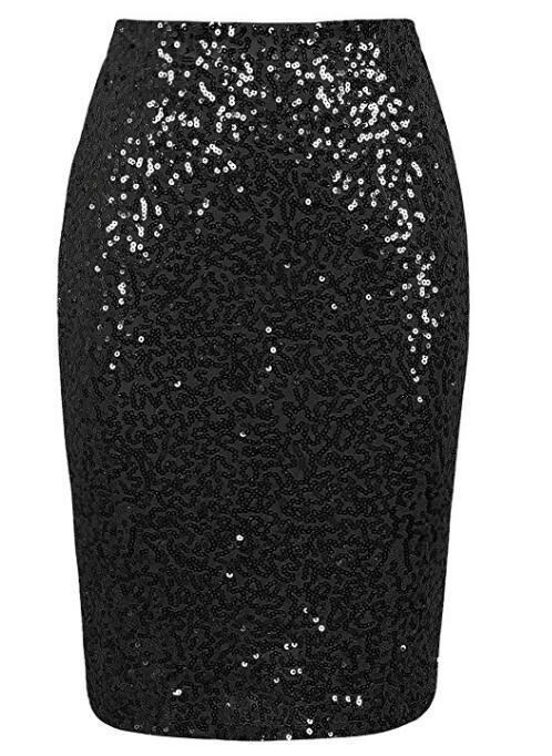 Women's Sequined High Waist Skinny Bling Mini Skirt For Women