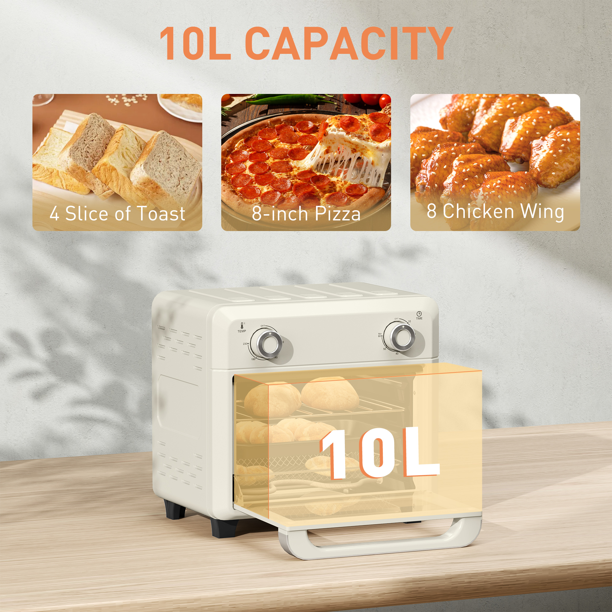 10 Liter Air Fryer Oven. Mini Oil Free Cooking. Barbecue. Baking Adjustable — image 6