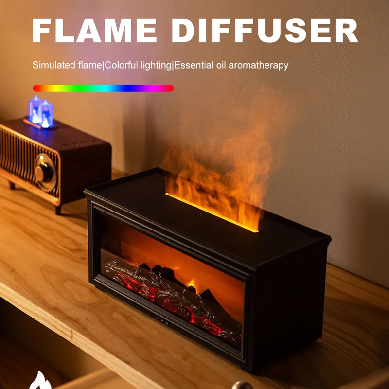 Fireplace Aroma Humidifier with LED Lighting & Remote