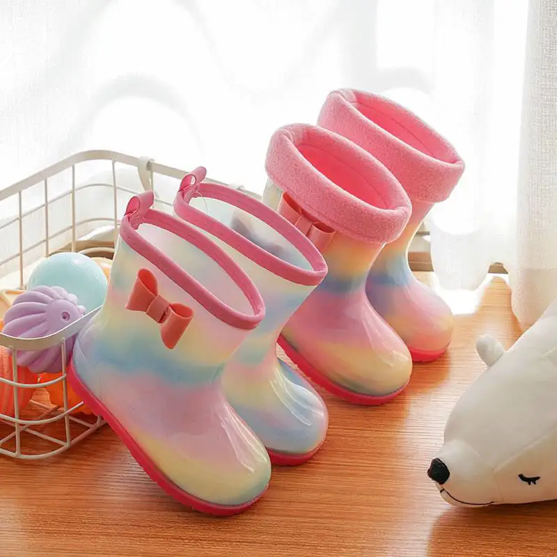 Mid-tube Rain Boots And Velvet Baby