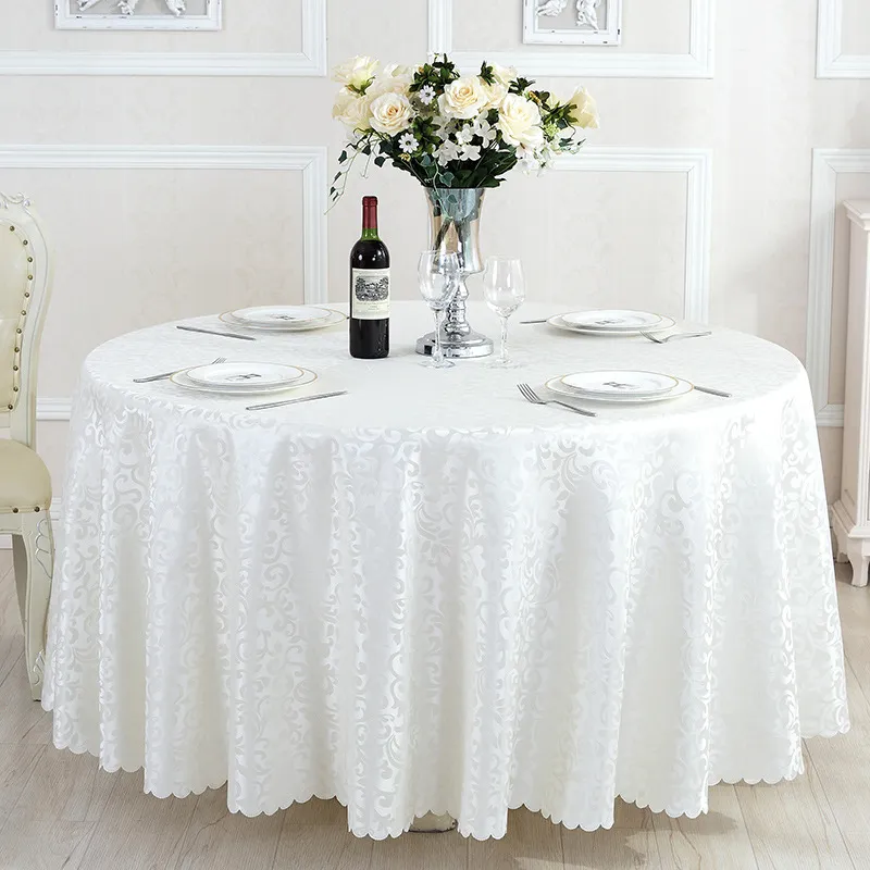 Hotel Restaurant Meal Cloth Custom Round Table Tablecloth - White