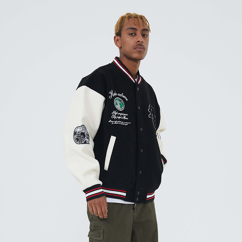 Men's Fashion Casual Vintage Street Tweed Baseball Jacket