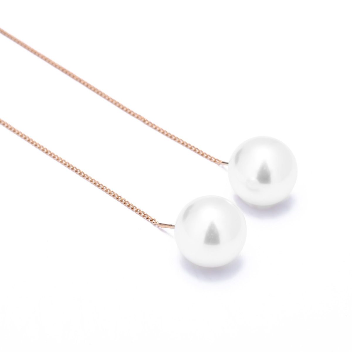 Mink Hair Fringed Pearl All-match Girl Heart Warm Heart Long Earrings