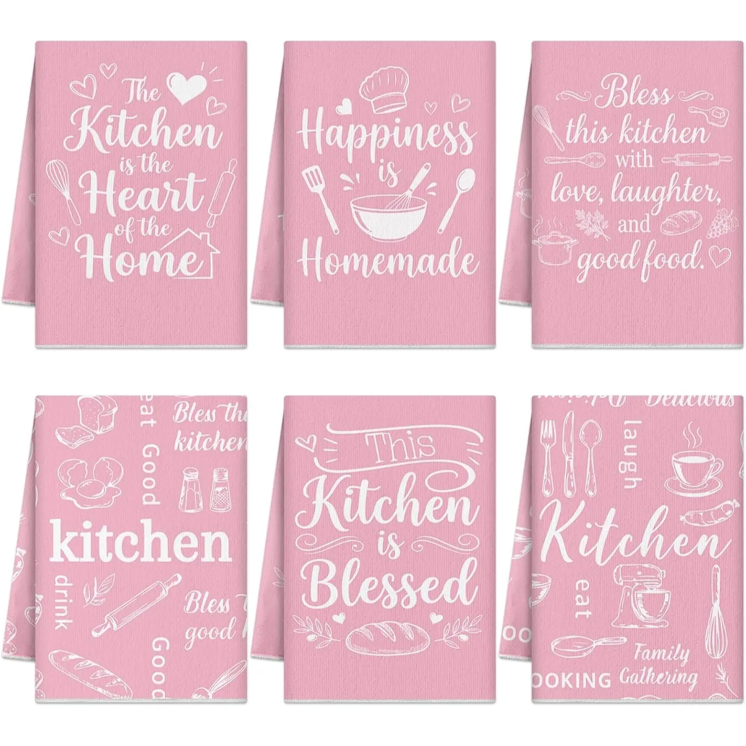 6 Pack Kitchen Towels Absorbent Microfiber Dish