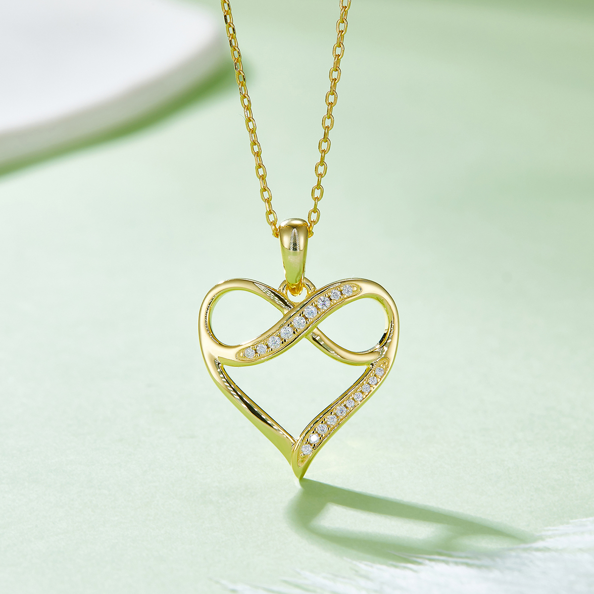 4g S925 Sterling Silver Moissanite Infinity Heart Necklace 45cm 19 Stone Pendant With GRA Certificate, Platinum Plated Romantic Jewelry Gift Box Set For Women