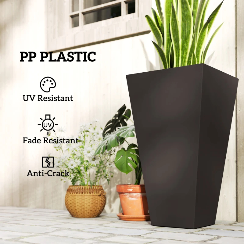28ft Tall Plastic Planters, Set Of 3, Flower Pot, Anti-crack, Fade-resistant, Square Shape With A Matte Surface