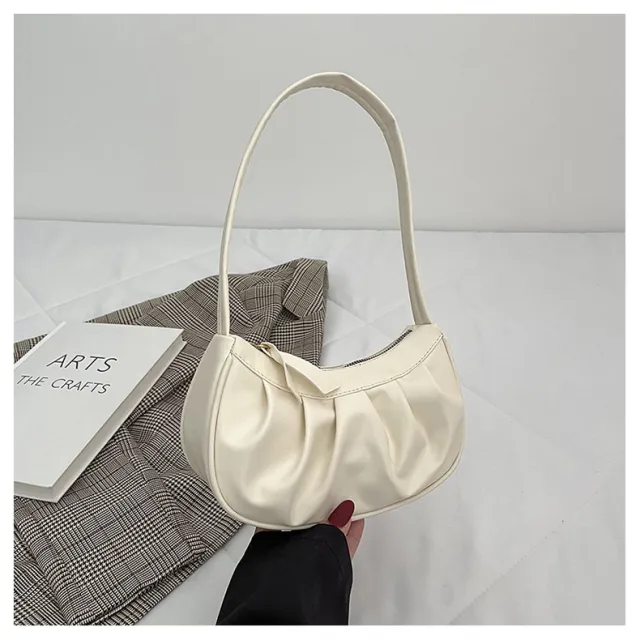 Handbag Pleated Trendy Women's Fashionable Shoulder Bag Beige - Shop at LoveMi
