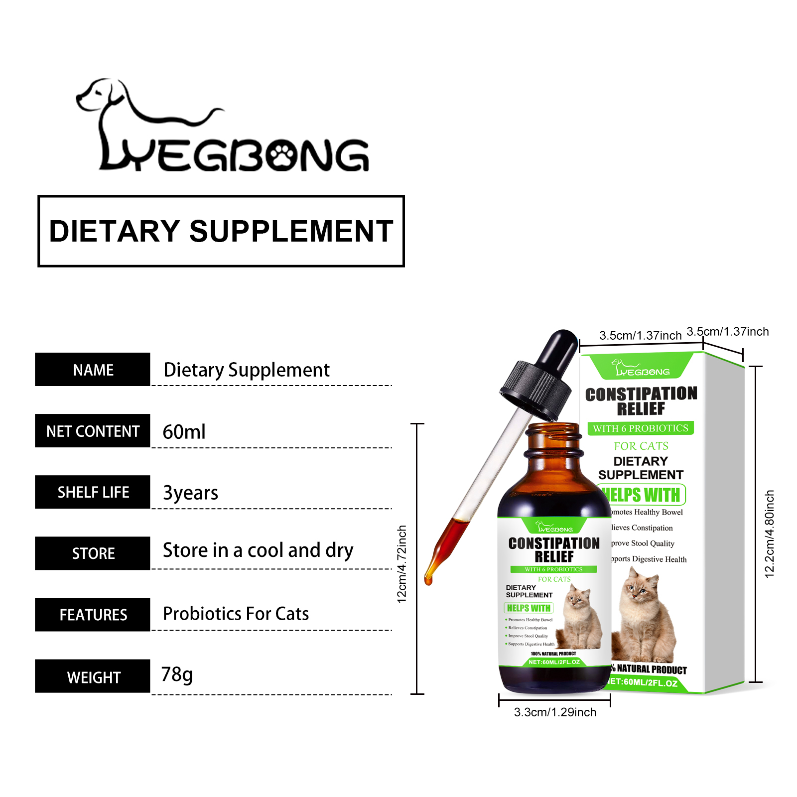Cat Constipation Relief Probiotic Drops, Natural Digestive Support Supplement For Cats, Boost Nutrient Absorption & Appetite — foto 8