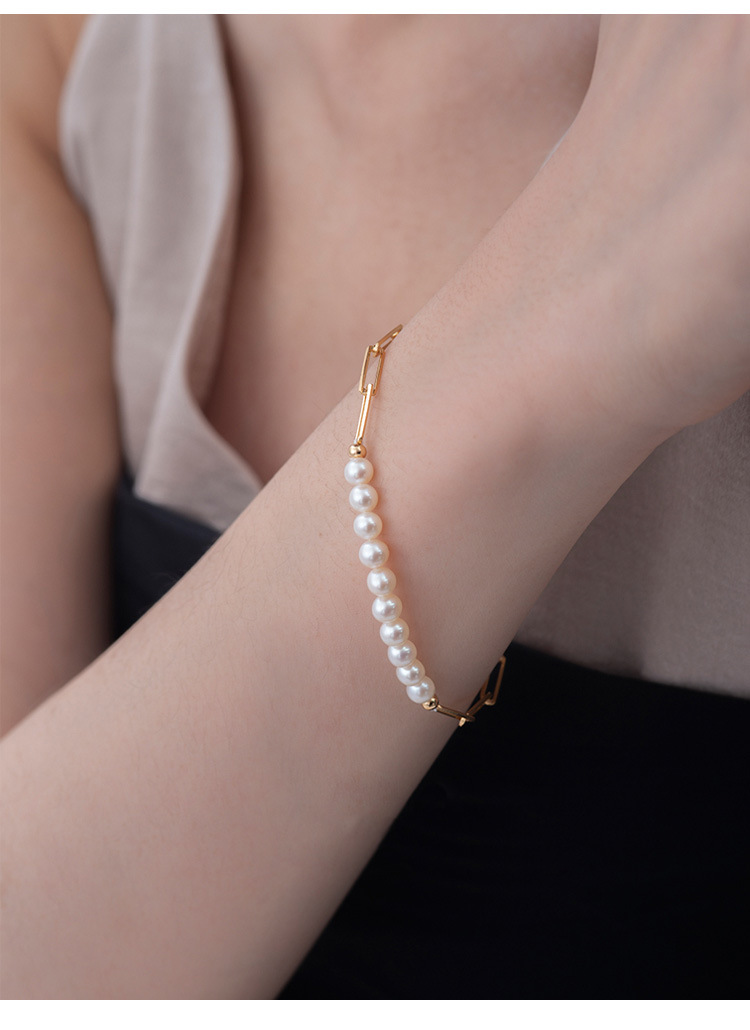 Title 2, Natural Freshwater Pearl Bracelet In 18k Yellow...