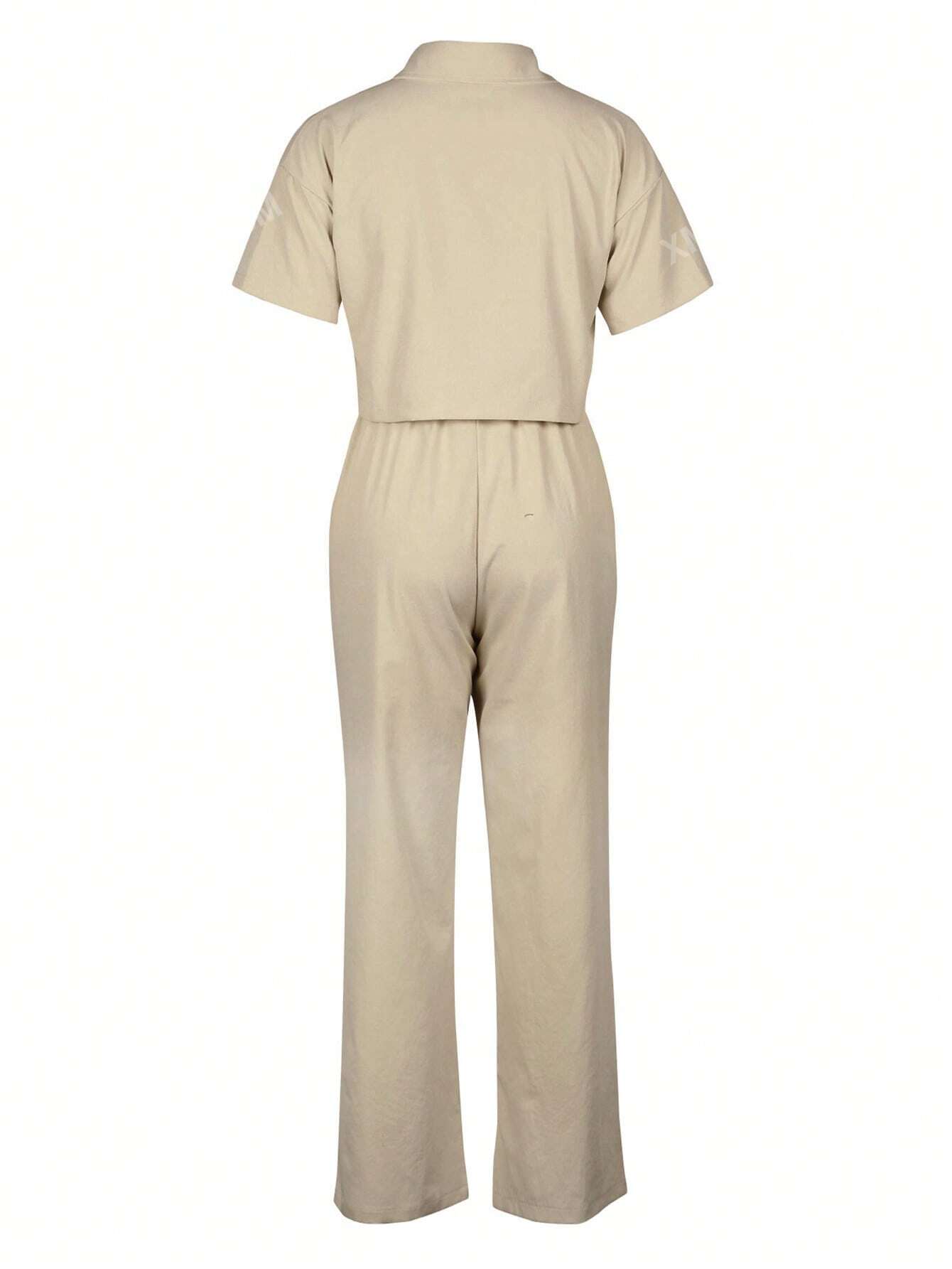 Short Sleeve Shirt Top And Wide-Leg Pants