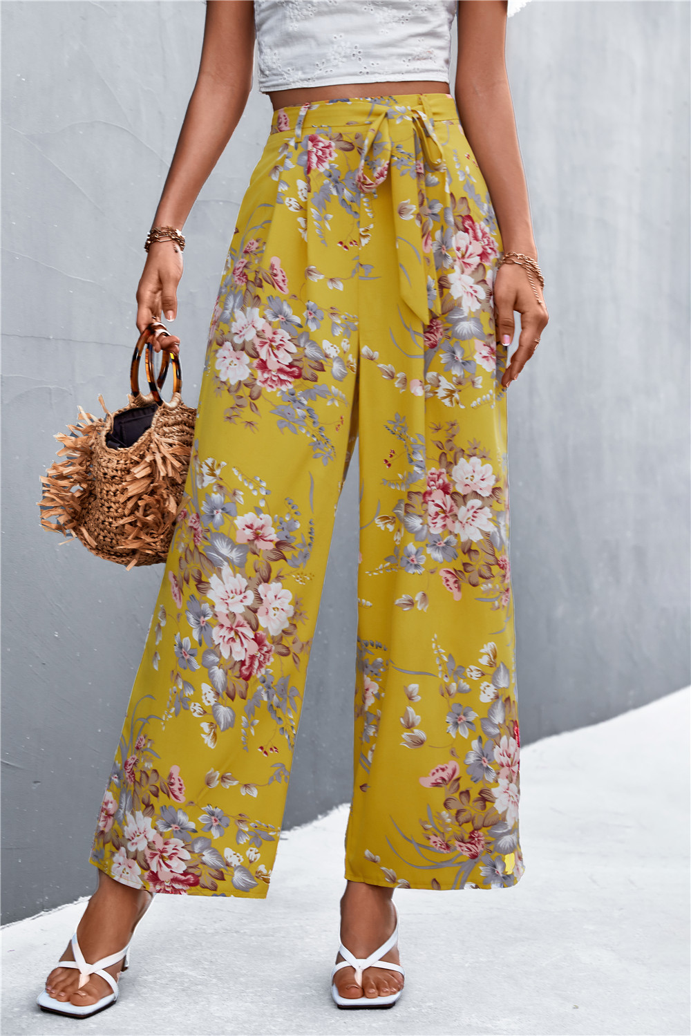 Title 5, Printed Tie Casual Wide Leg Trousers