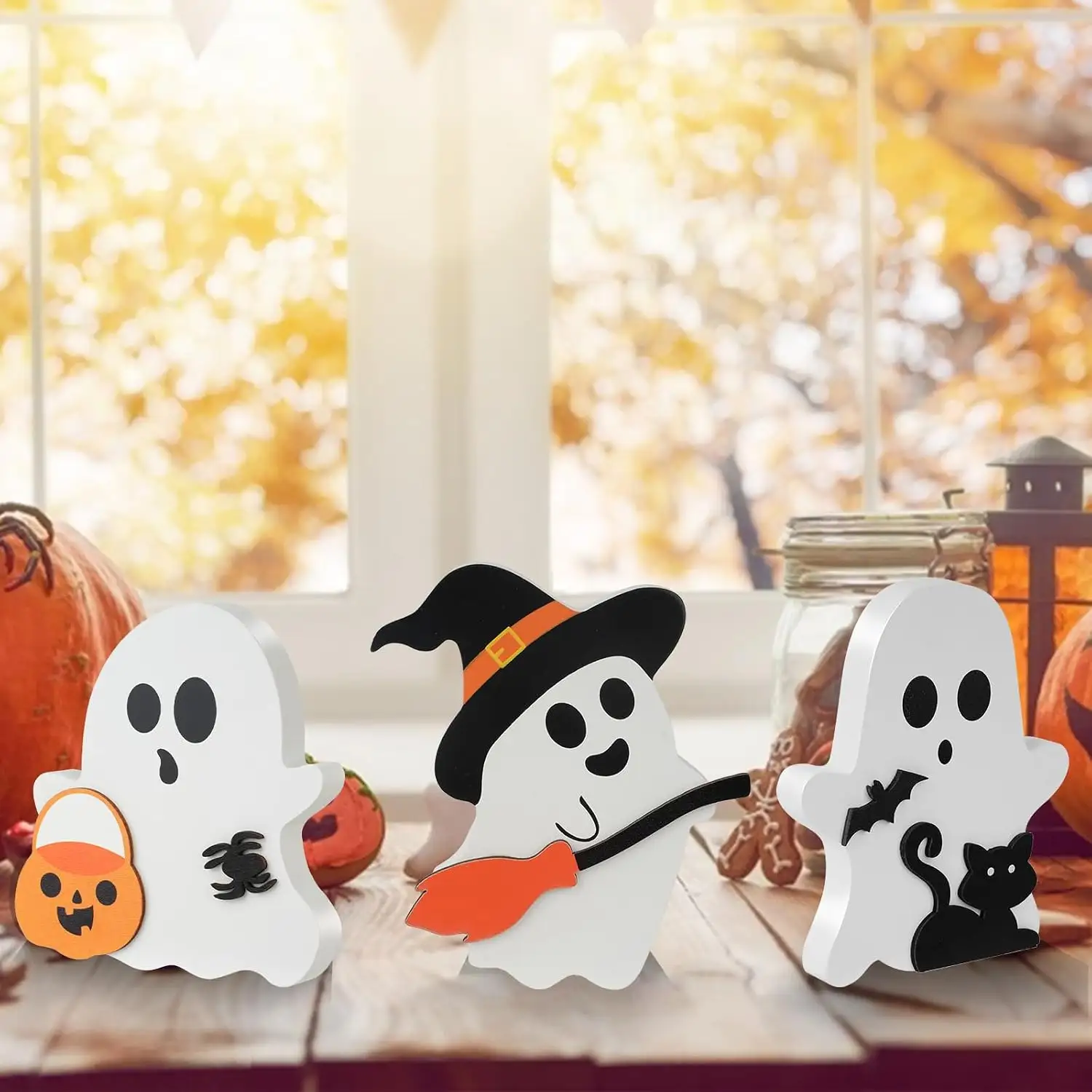 3 Pack Halloween Decorations, Cute Ghost Tabletop