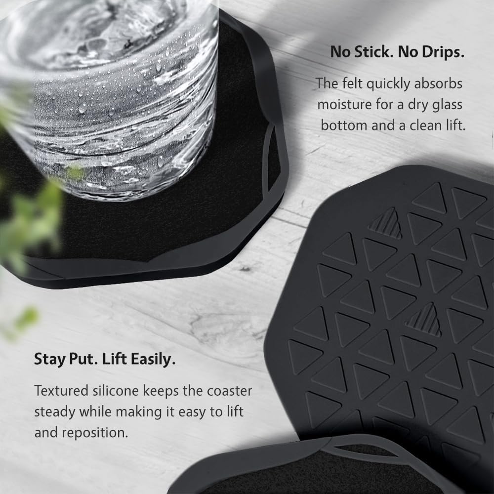 Felt and Silicone Drink Coasters, picture 2 of 4
