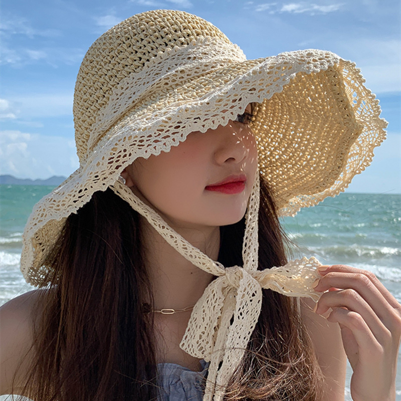 Women's Straw Hat Thin Breathable Lace Hollow