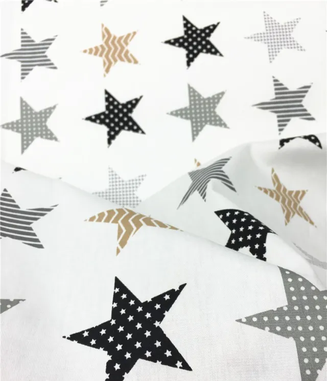 Cotton Printing Black Gray Five pointed Star Dot Cloth Group Cotton Material - Shop at LoveMi