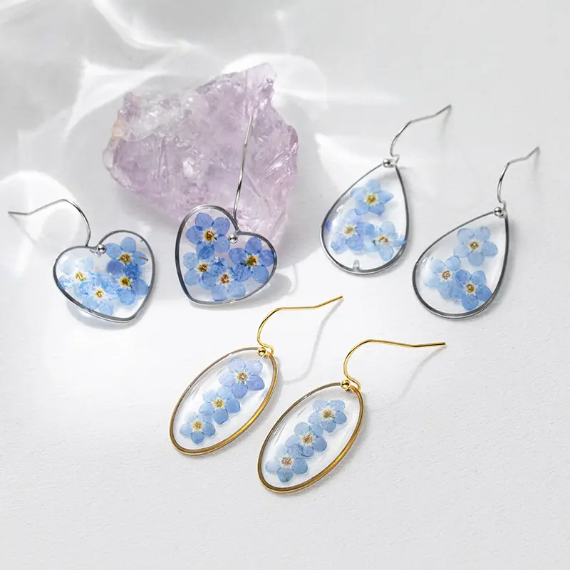 Fashion Resin Dry Flower Drop Earrings