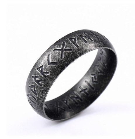 New Retro Oracle Polished Corrosion Engraved Ring