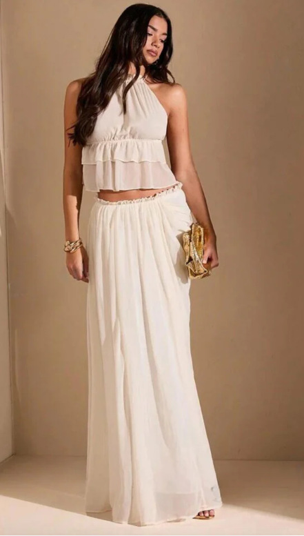 Halter Backless Top & Maxi Skirt Set