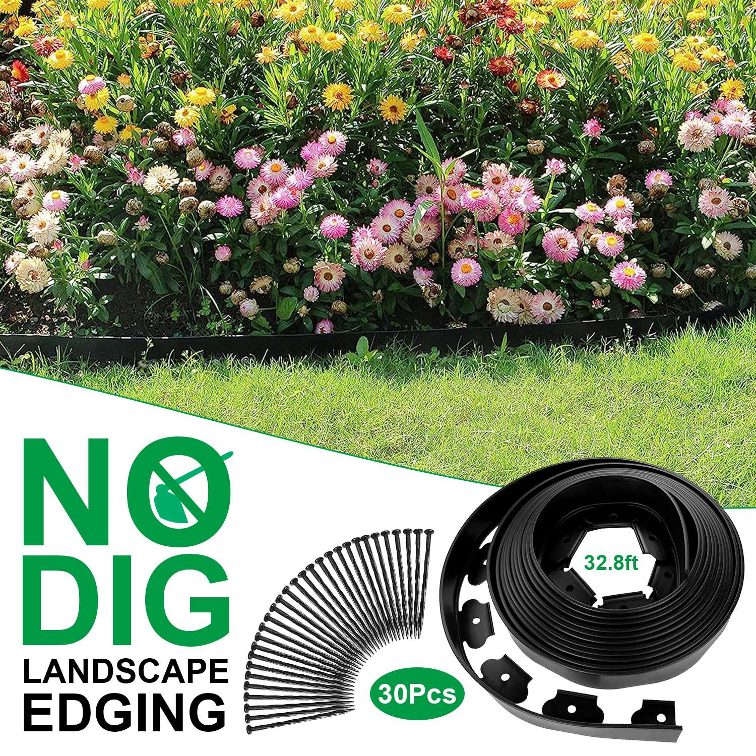 Non-Digging Plastic Garden Edging Kit Plastic Garden Border Edging For Garden Lawn Yard Flower Beds 3 Size Options
