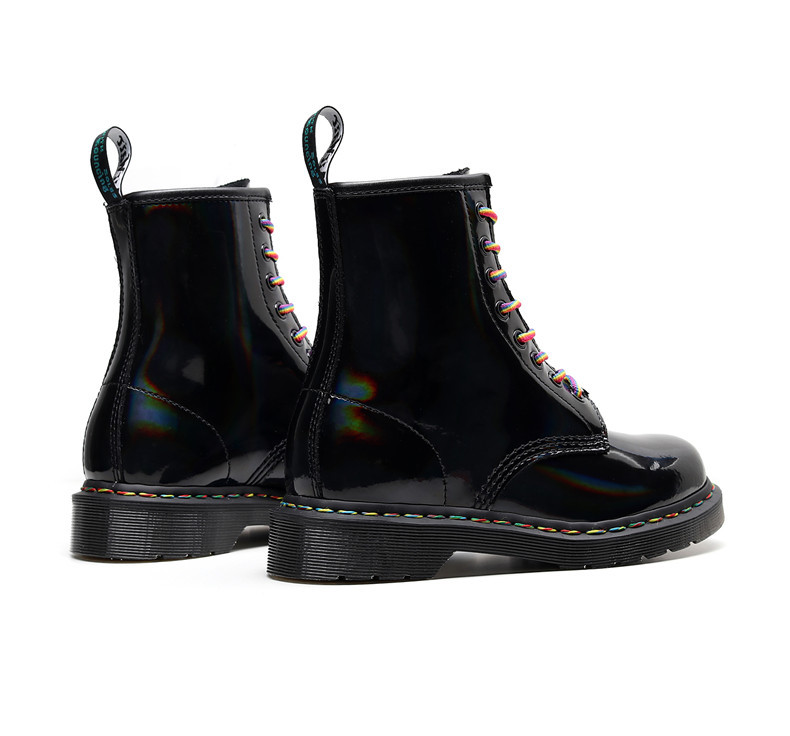 High-top Women's Boots Round Head Mirror Laser Military Boots