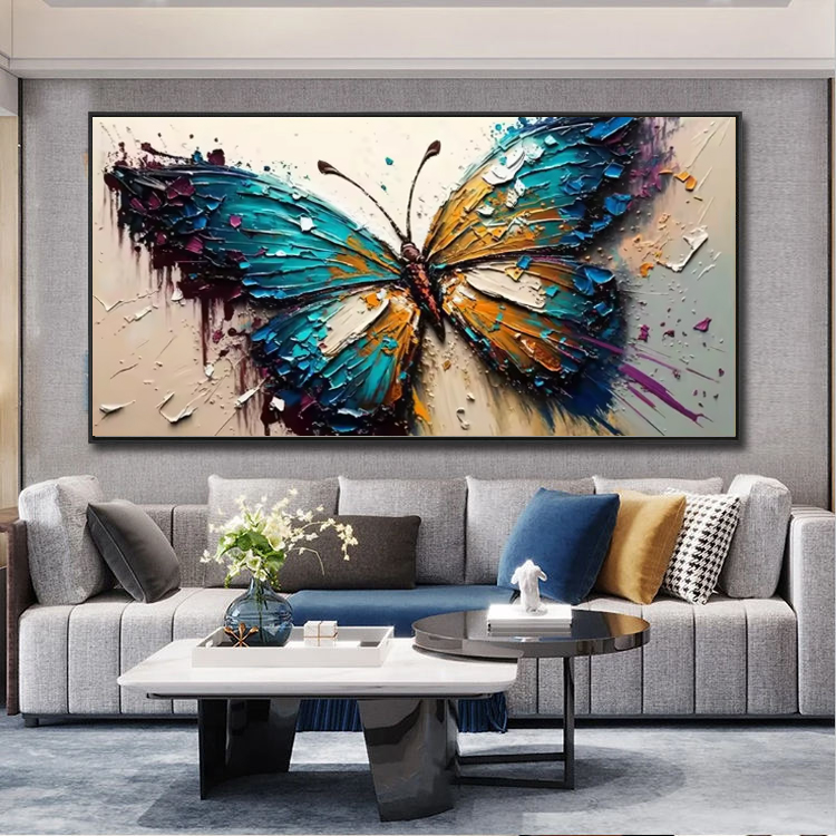Handmade Oil Painting Canvas Wall Art Decoration Animal Abstract Texture Butterfly For Home Living Room Decor Rolled Frameless Unstretched Painting - Image 7