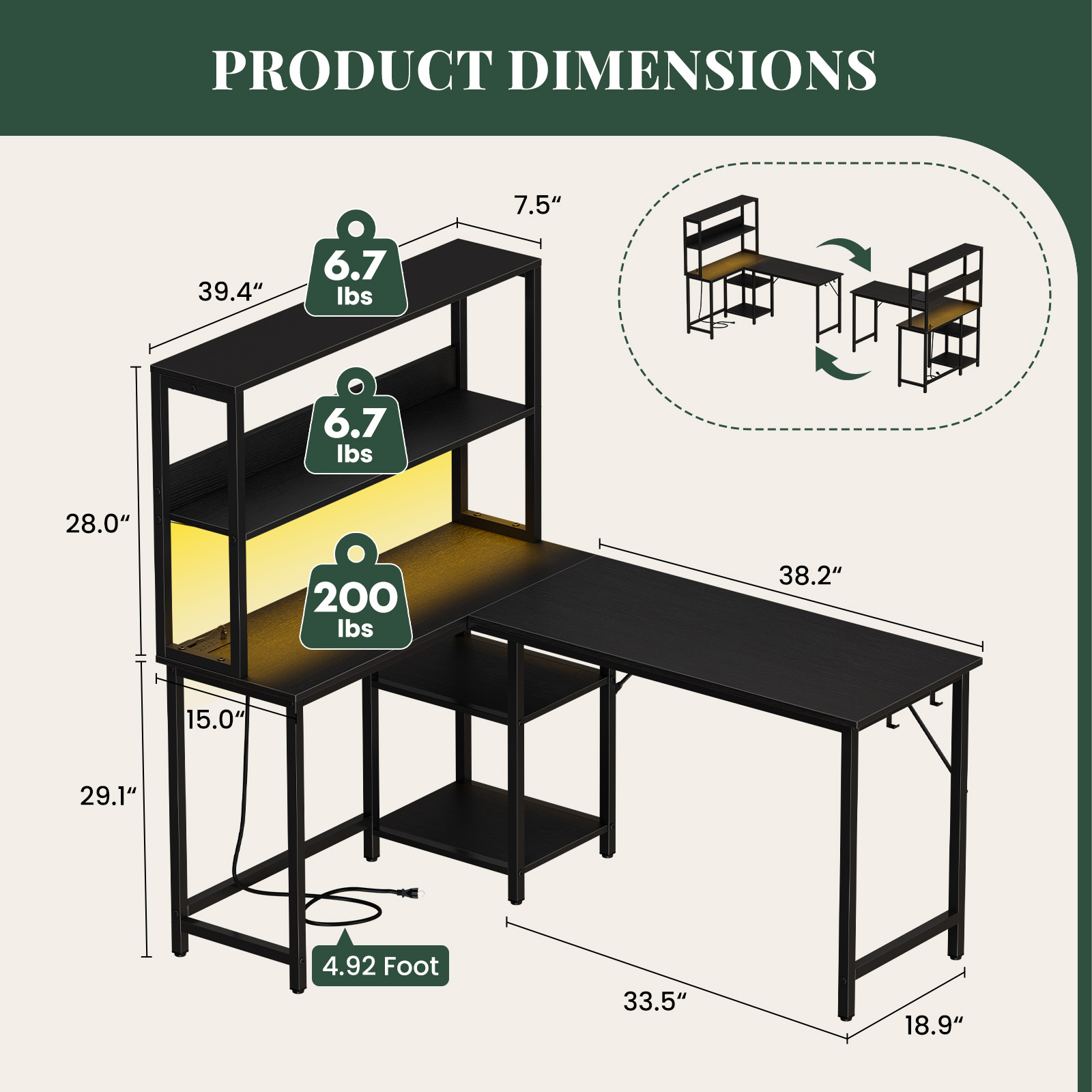 Table de jeu en forme de l – Image 4