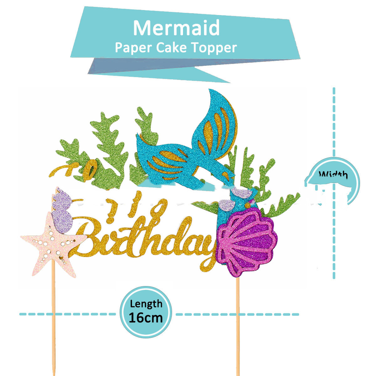 Title 3, Starfish Mermaid HAPPY BIRTHDAY EnglishCake Ins...