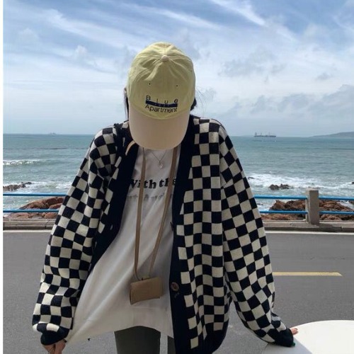 Модный женский простой клетчатый свитер-жилет