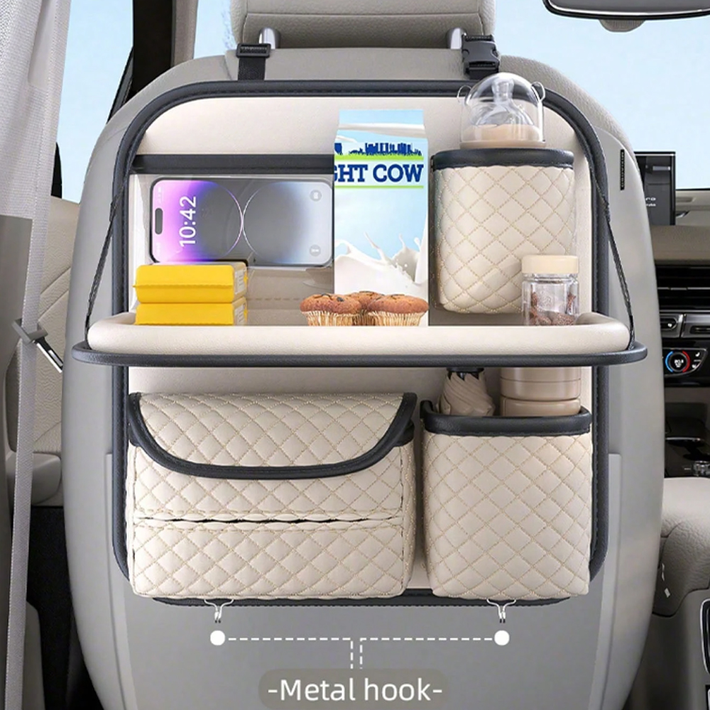 Car Organiser Bag Multi Pocket Black Leather  Holder Back Seat Storage Tidy