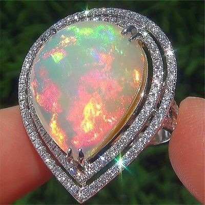Hot Sale Vintage Teardrop Opal Ring Fashion Lady