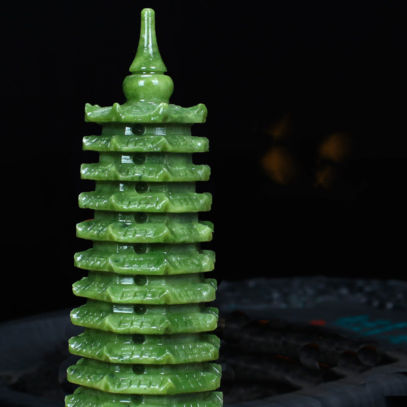 Natural Jade Wenchang Tower 9th Floor Living Room Study Desk Decoration Craft Gift