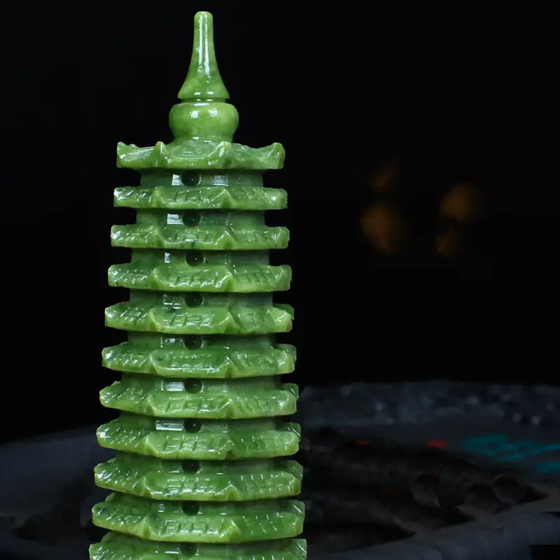 Natural Jade Wenchang Tower 9th Floor Living Room Study Desk Decoration Craft Gift