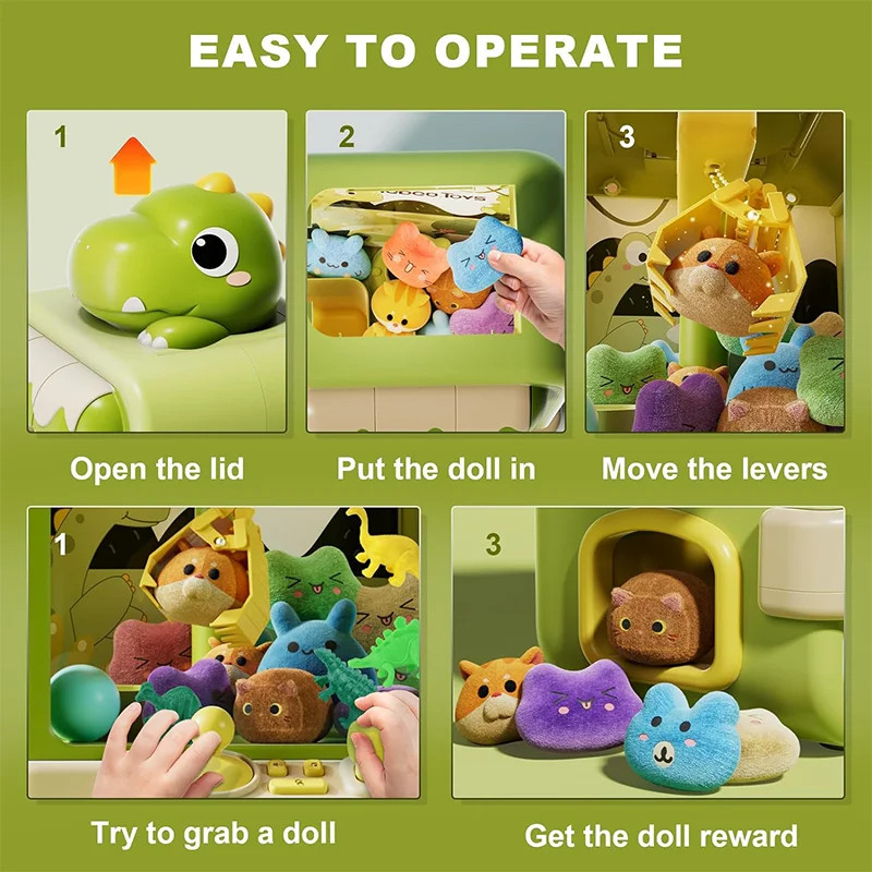 Kids Dinosaur Claw Machine Toy Electronic Arcade Catch Doll Music Mini Game Gift — image 7