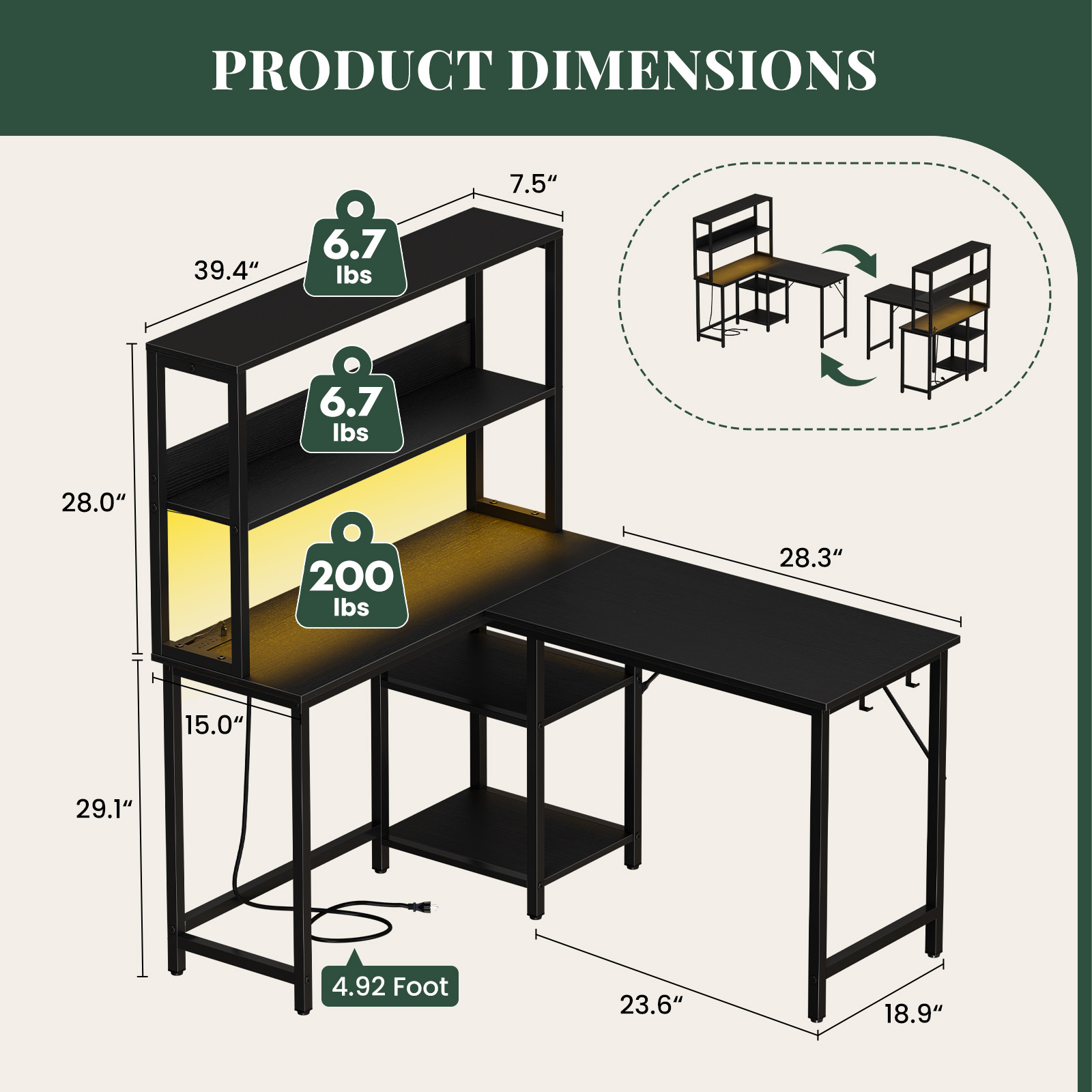 Table de jeu en forme de l – Image 2